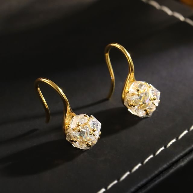 Forainer-Faceted Rhinestone Alloy Drop Earring