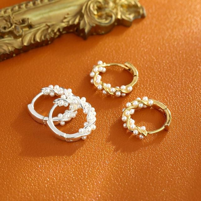 Forainer-Faux Pearl Hoop Earring