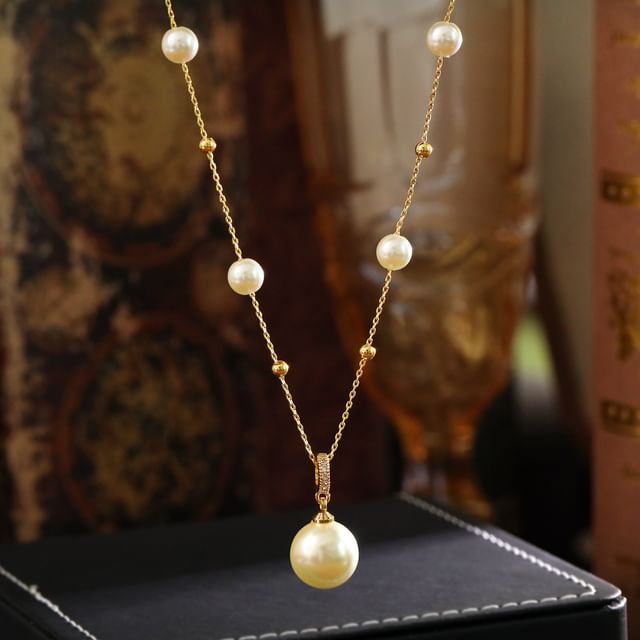 Forainer-Faux Pearl Necklace