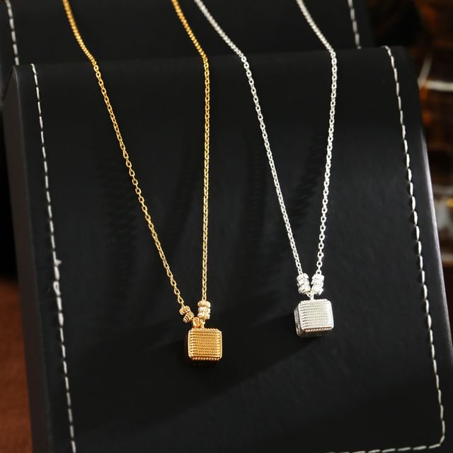 Forainer-Rhinestone Cube Necklace