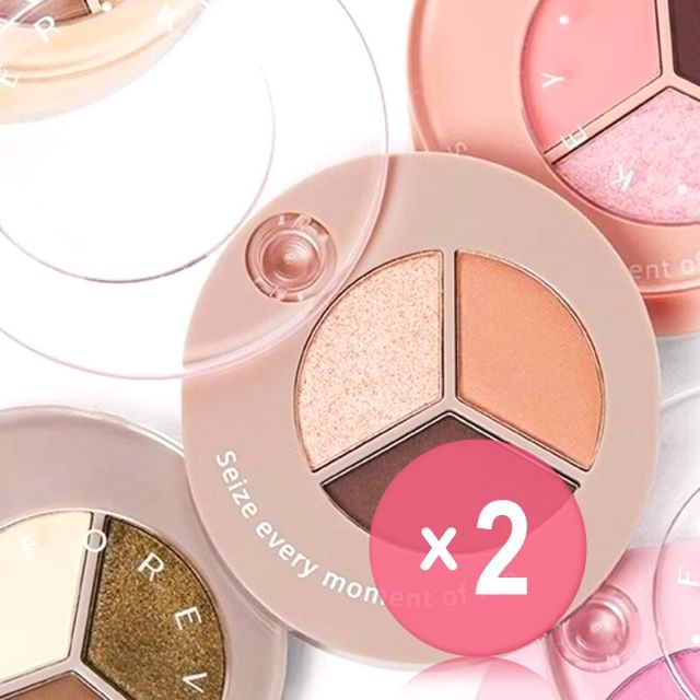 FOREVER KEY-3 Colors Eyeshadow Palette - E02 Texture 2pcs Bundle Set