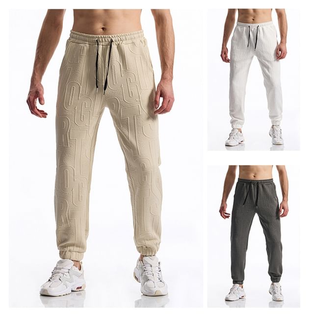 FORSETI-Drawstring Waist Plain Tapered Pants