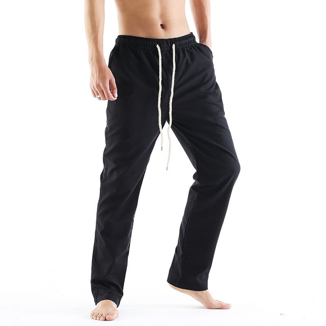 FORSETI-Drawstring Waist Straight Leg Pants