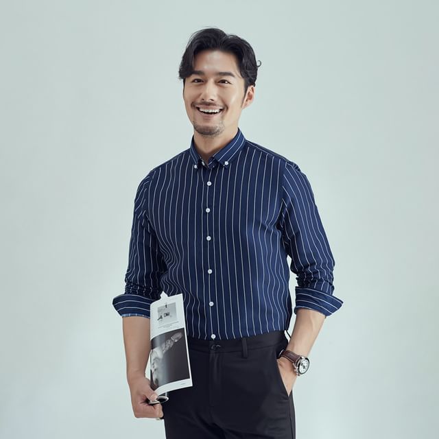 FORSETI-Long-Sleeve Striped Shirt