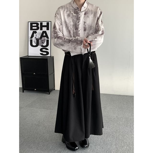 FORSETI-Mid Rise Plain Crop Wide Leg Pants