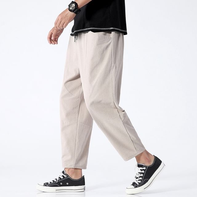 FORSETI-Mid Rise Plain Cropped Tapered Pants