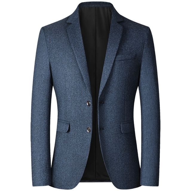 FORSETI-Notch Lapel Melange Single-Breasted Blazer