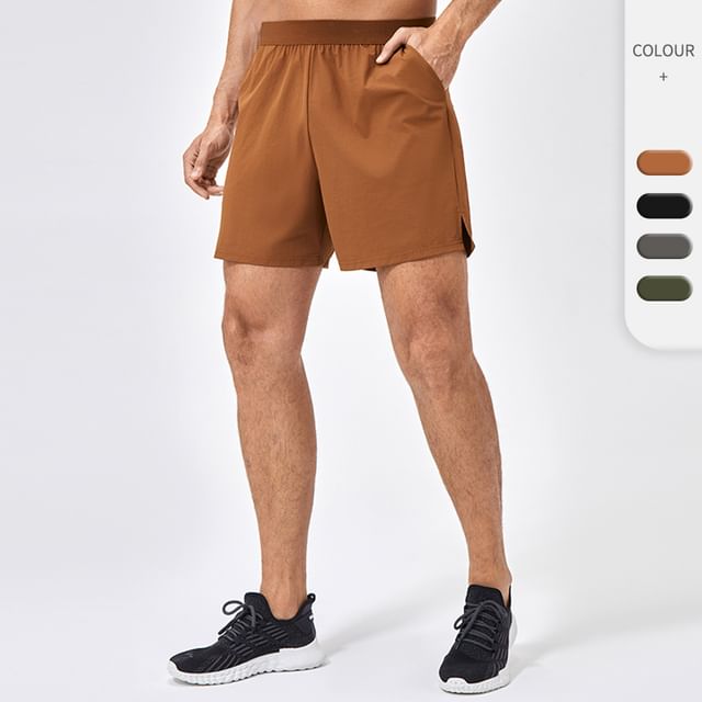 FoxFlair-Elastic Waist Plain Sport Shorts