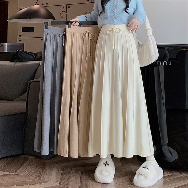 FR-High Rise Plain Maxi A-Line Skirt