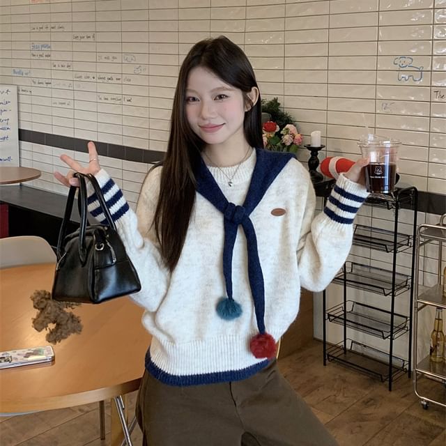 FR-Round Neck Drop Shoulder Mock Two Piece Sweater