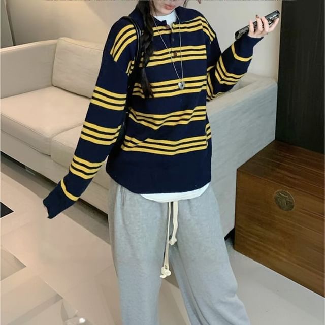 FR-Striped Polo Sweater
