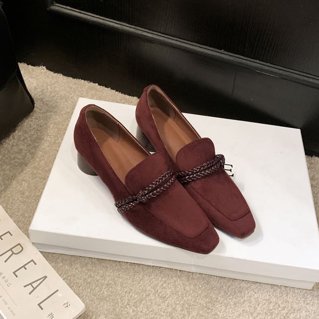 FRAISO-Braided Strap Round Heel Loafers
