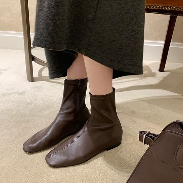 FRAISO-Faux Leather Short Boots