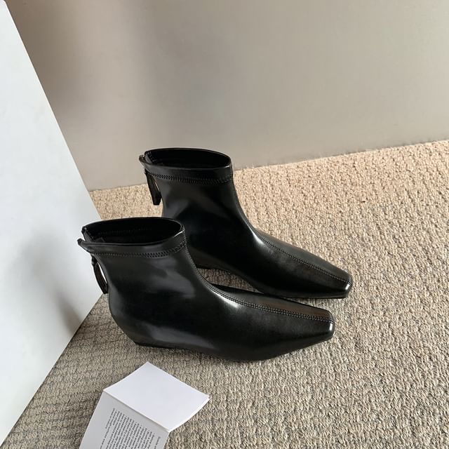 FRAISO-Faux Leather Zip Short Boots