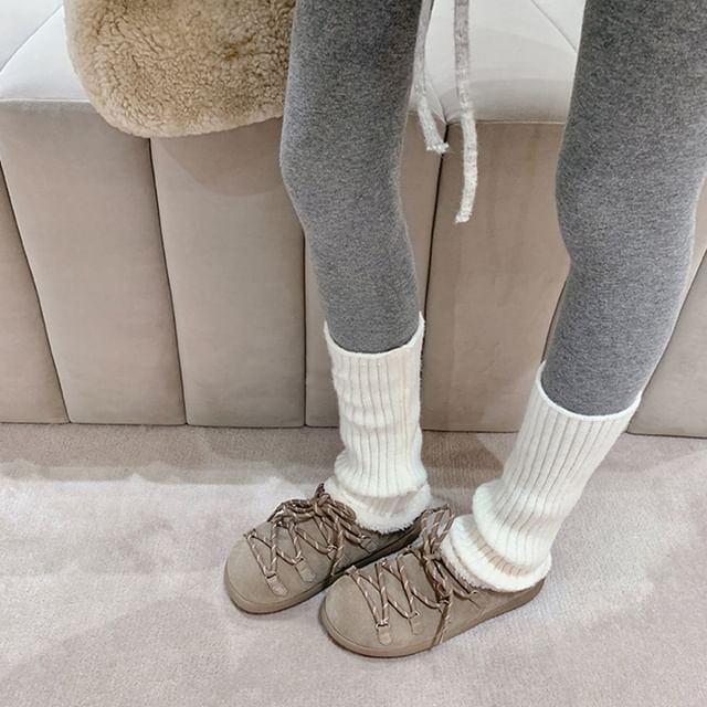 FRAISO-Lace-Up Fleece-Lined Mules