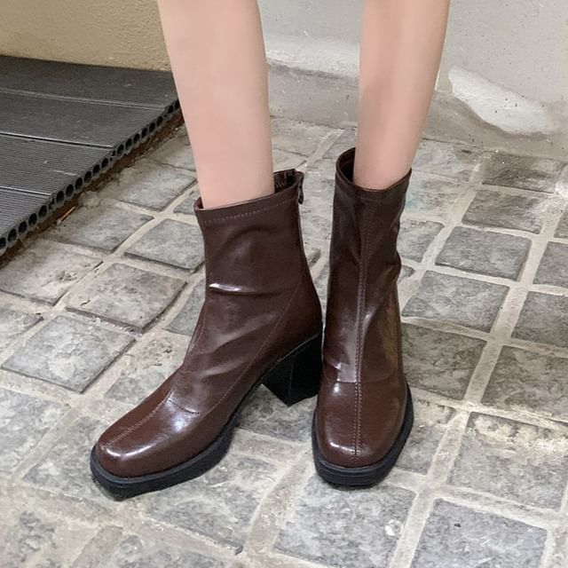 FRAISO-Platform Block Heel Short Boots