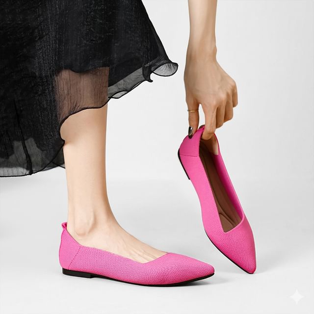FRAISO-Pointed Toe Knit Flats