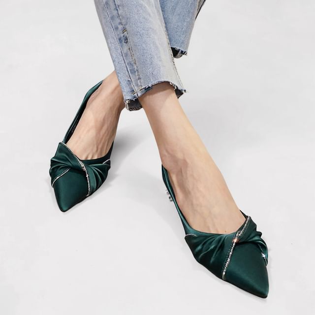 FRAISO-Pointed Toe Twist Rhinestone Flats