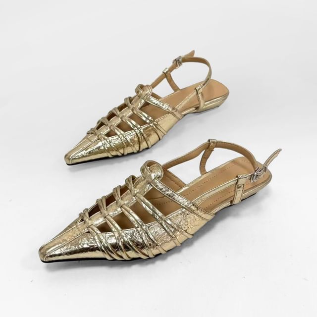 FRAISO-Pointed Toe Woven Slingback Pumps