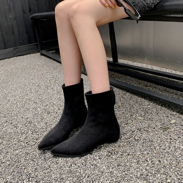 FRAISO-Pointy Hiddel Wedge Heel Short Boots