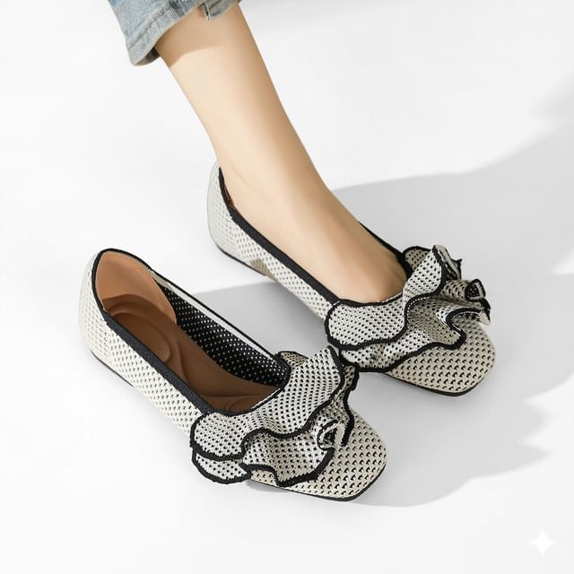 FRAISO-Polka Dot Ruffled Flats