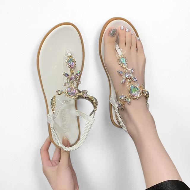 FRAISO-Rhinestone Thong Sandals
