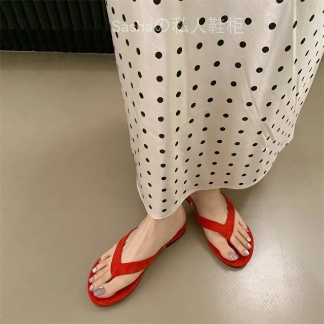 FRAISO-Round Toe Flip-Flops