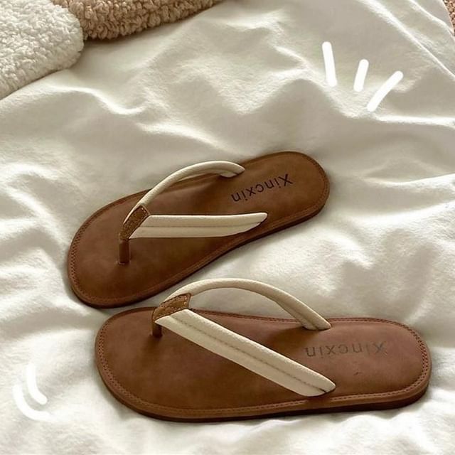 FRAISO-Round Toe Flip-Flops