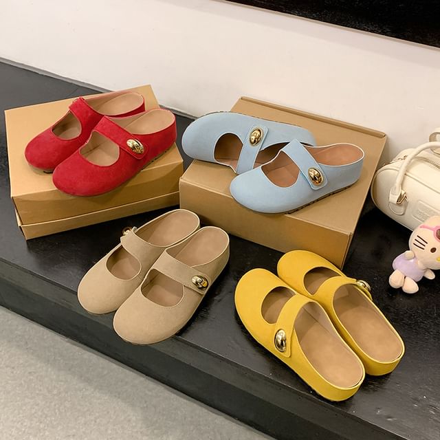 FRAISO-Round Toe Plain Mules