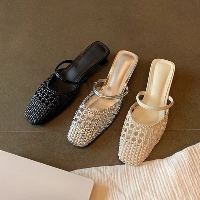 FRAISO-Square Toe Kitten Heel Mules