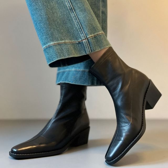 FRAISO-Square Toe Zip Short Boots