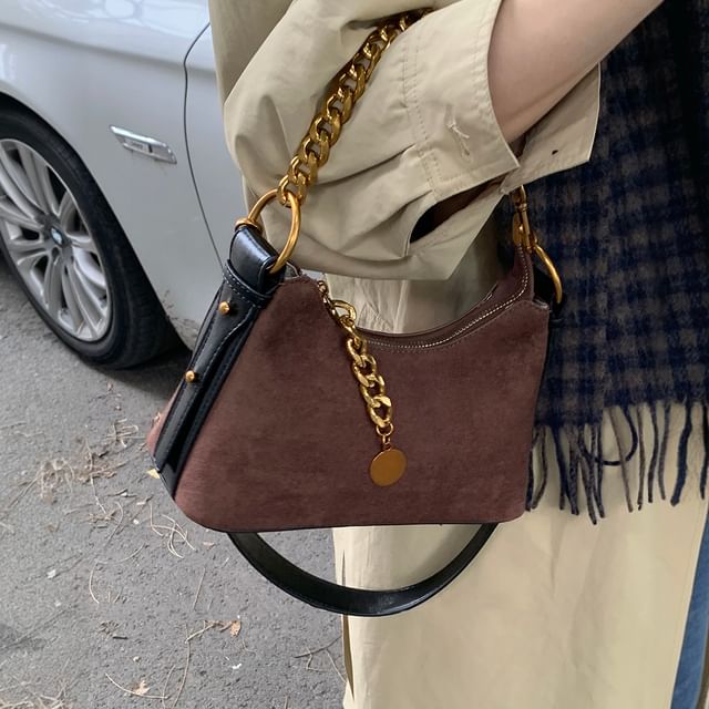 Fran San-Faux Leather Chained Strap Hobo Bag
