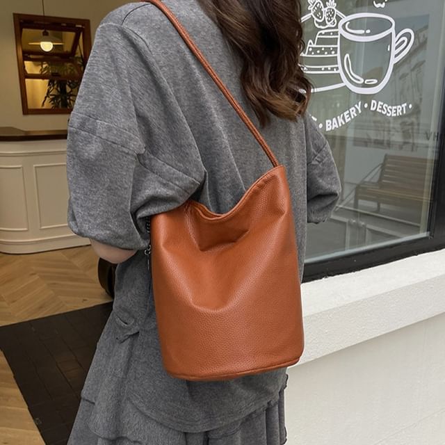 Fran San-Faux Leather Plain Bucket Bag