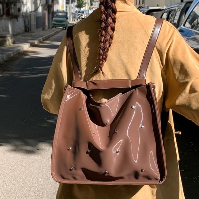 Fran San-Faux Leather Rhinestone Backpack