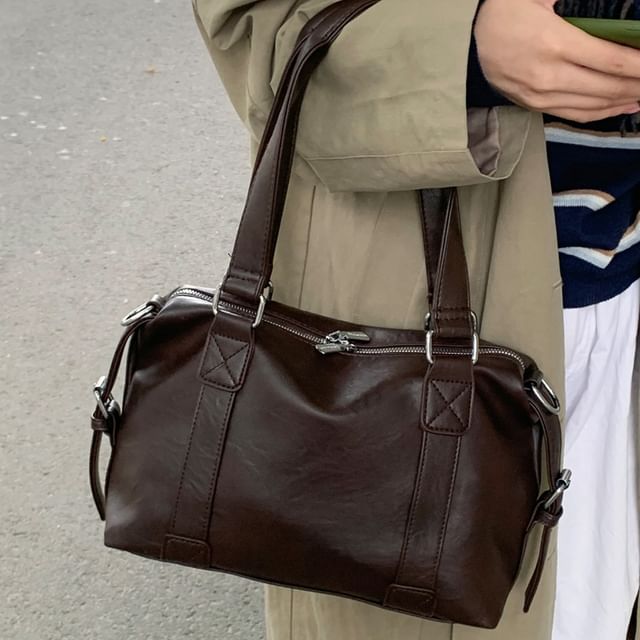 Fran San-Faux Leather Zip Shoulder Bag