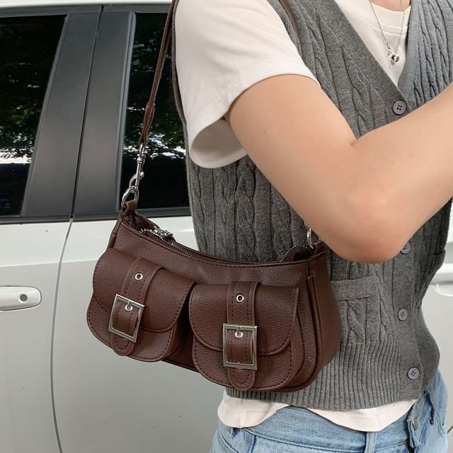 Fran San-Faux Leather Zip Shoulder Bag