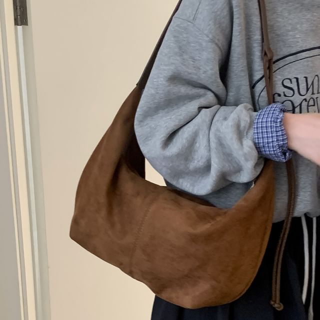Fran San-Faux Suede Plain Shoulder Bag