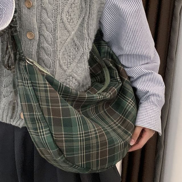 Fran San-Plaid Canvas Zip Crossbody Bag