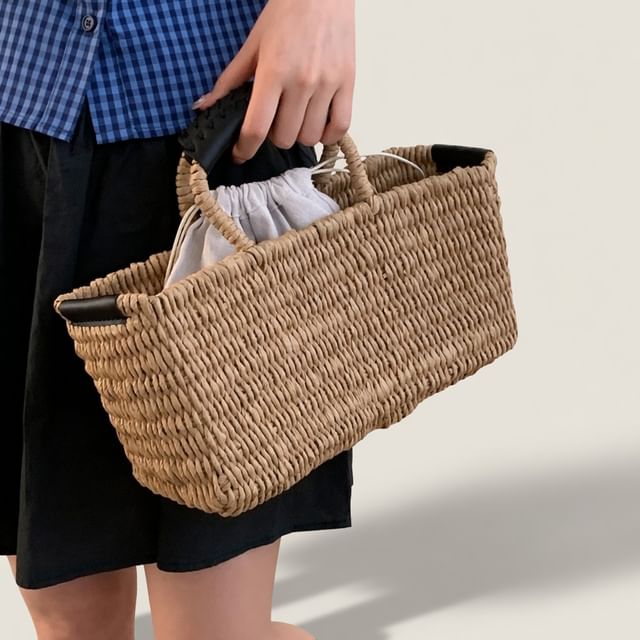 Fran San-Straw Bucket Tote Bag