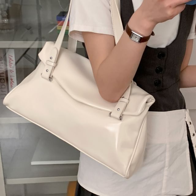 Fran San-Structured Faux Leather Shoulder Bag