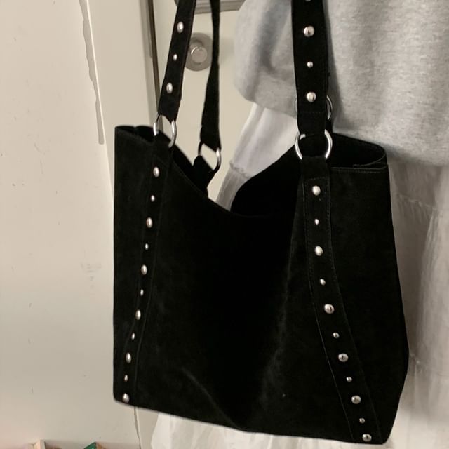 Fran San-Studded Faux Suede Tote Bag