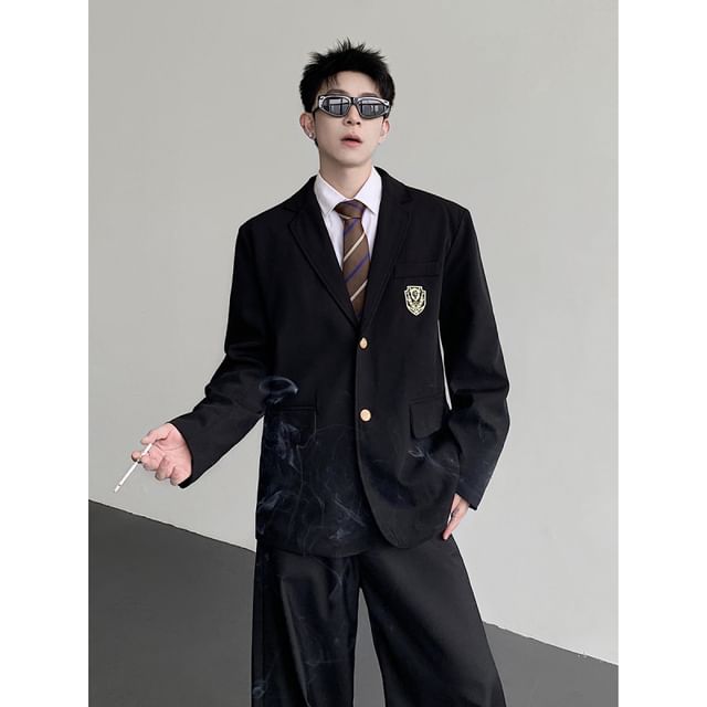 Freehop-Patched Button-Up Blazer