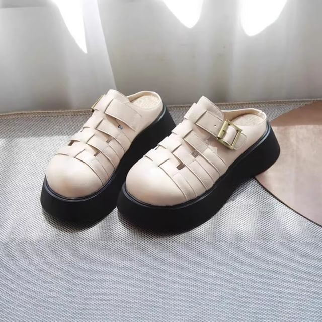 Freesia-Buckled Strappy Platform Mules