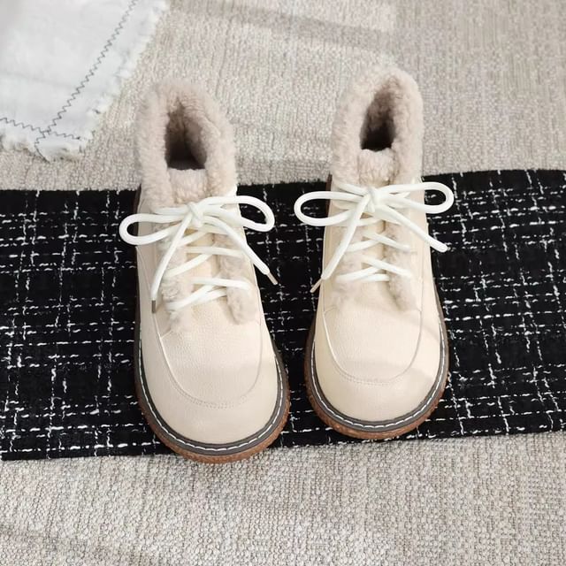 Freesia-Fleece Lined Lace-Up Short Snow Boots