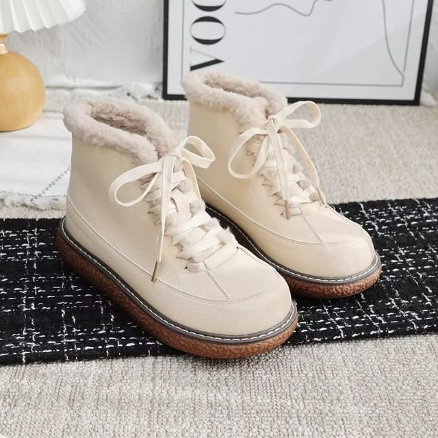 Freesia-Fleece Lined Platform Short Snow Boots