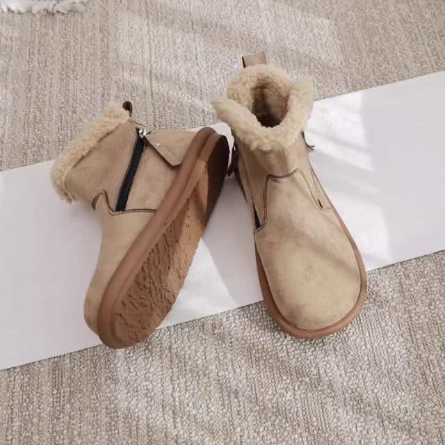 Freesia-Plain Fleece Lined Snow Short Boots