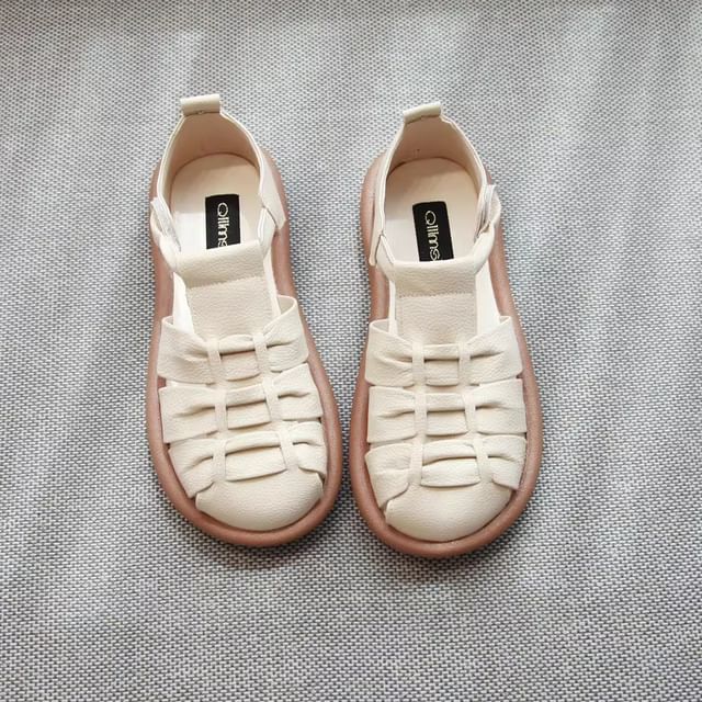 Freesia-Plain Ruched Faux Leather Gladiator Sandals