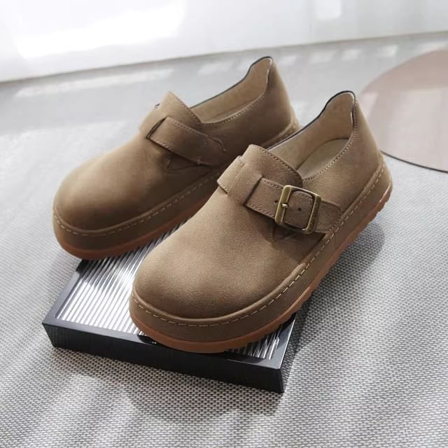 Freesia-Platform Buckled Faux Suede Shoes