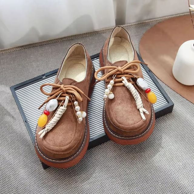 Freesia-Platform Lace-Up Faux Suede Shoes