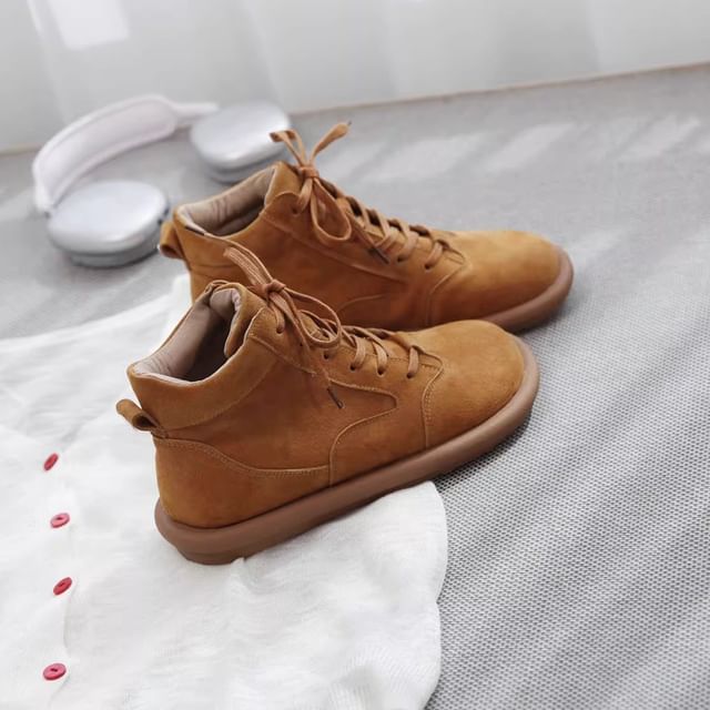 Freesia-Platform Panel Faux Suede High Top Sneakers